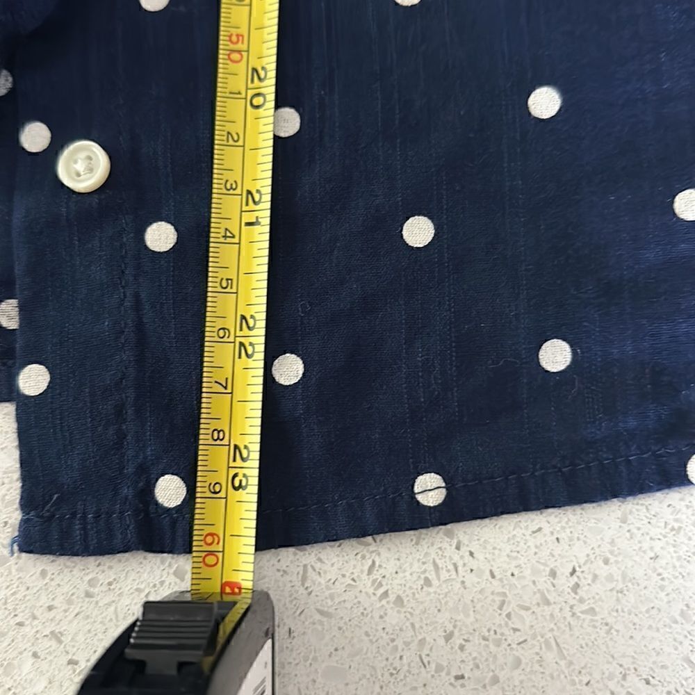 Old Navy Blue Sleeveless Button Down White Polla Dots Cotton Viscose XS Nautic - Picture 10 of 10